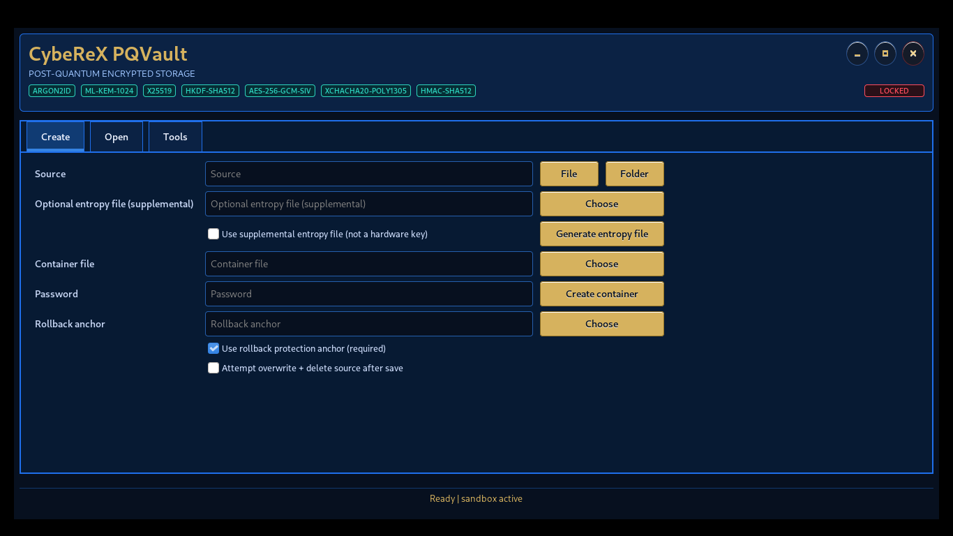 CybeReX PQVault interface